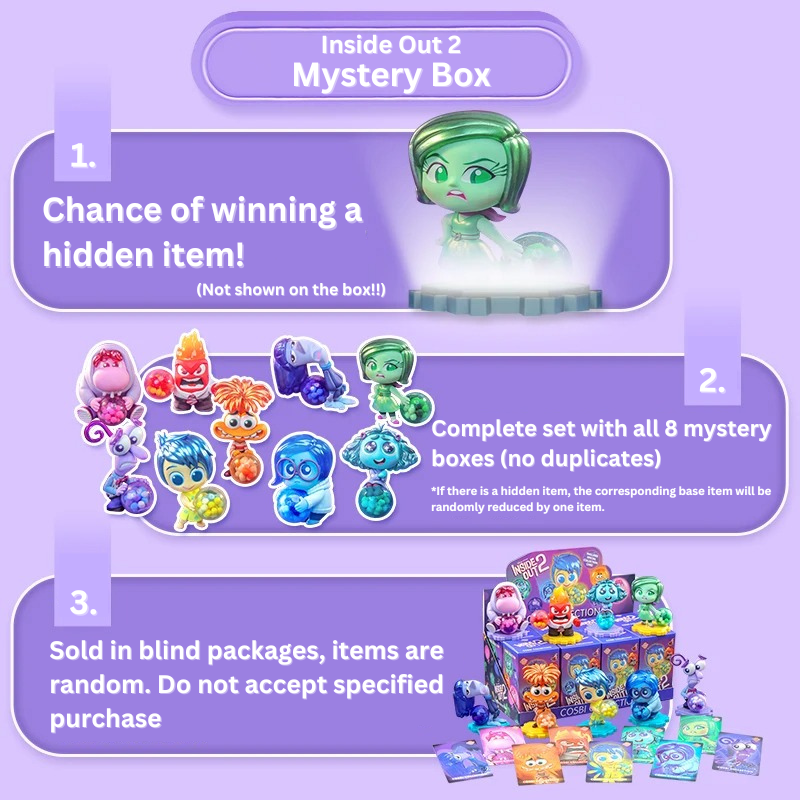 Inside Out 2 Mystery Box 2024 (Joy/ Sadness/ Anger/ Disgust/ Fear/ Envy/ Anxiety/ Embarrassment/ Ennui/ Blind box)