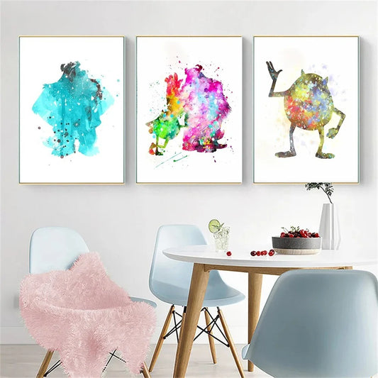 Monsters Inc Art Poster Mike Sulley Watercolor Art