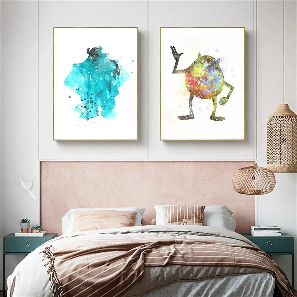 Monsters Inc Art Poster Mike Sulley Watercolor Art