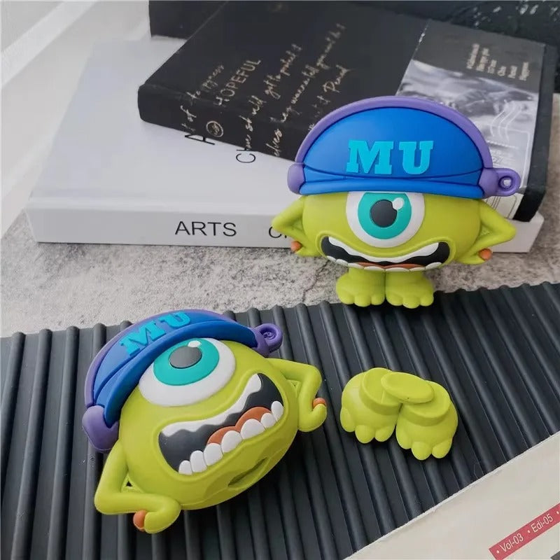 3D Cute little Mike with MU Cap silicon Airpods Case (Airpods 1,2,3/ Pro)