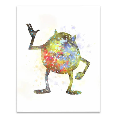 Monsters Inc Art Poster Mike Sulley Watercolor Art